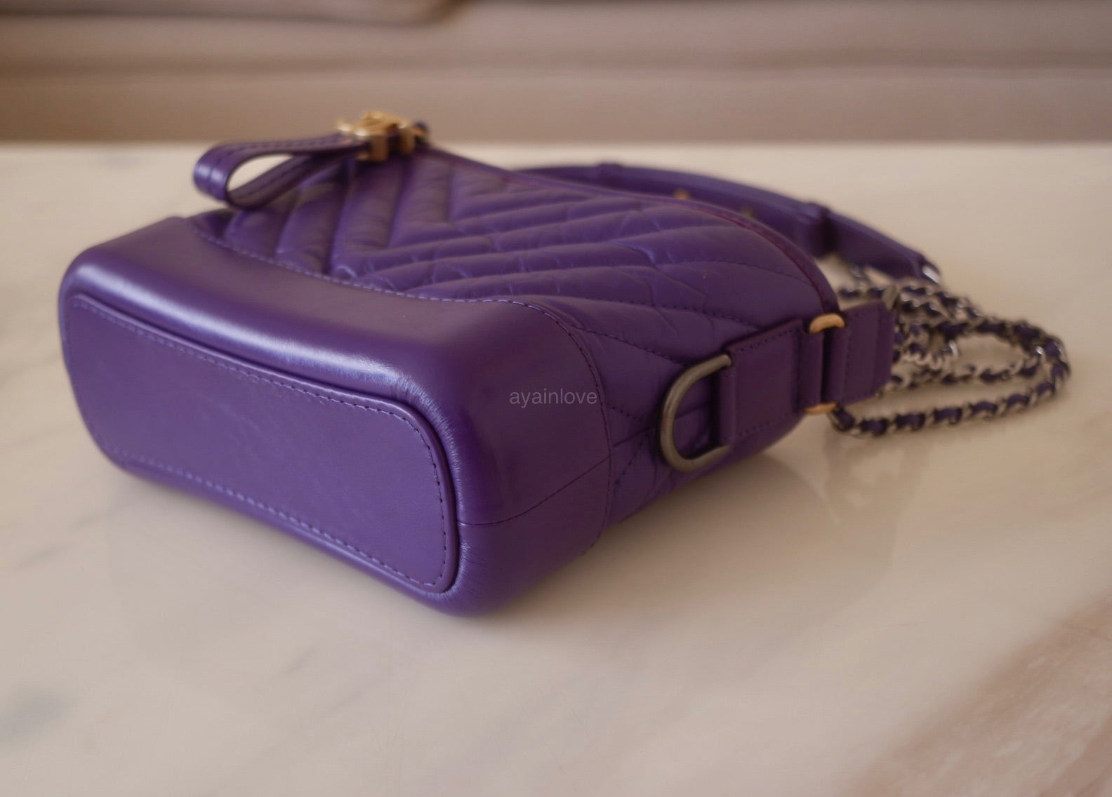 CHANEL 19K Purple Chevron Small Gabrielle Gabby Hobo Bag Mixed Hardwar –  AYAINLOVE CURATED LUXURIES