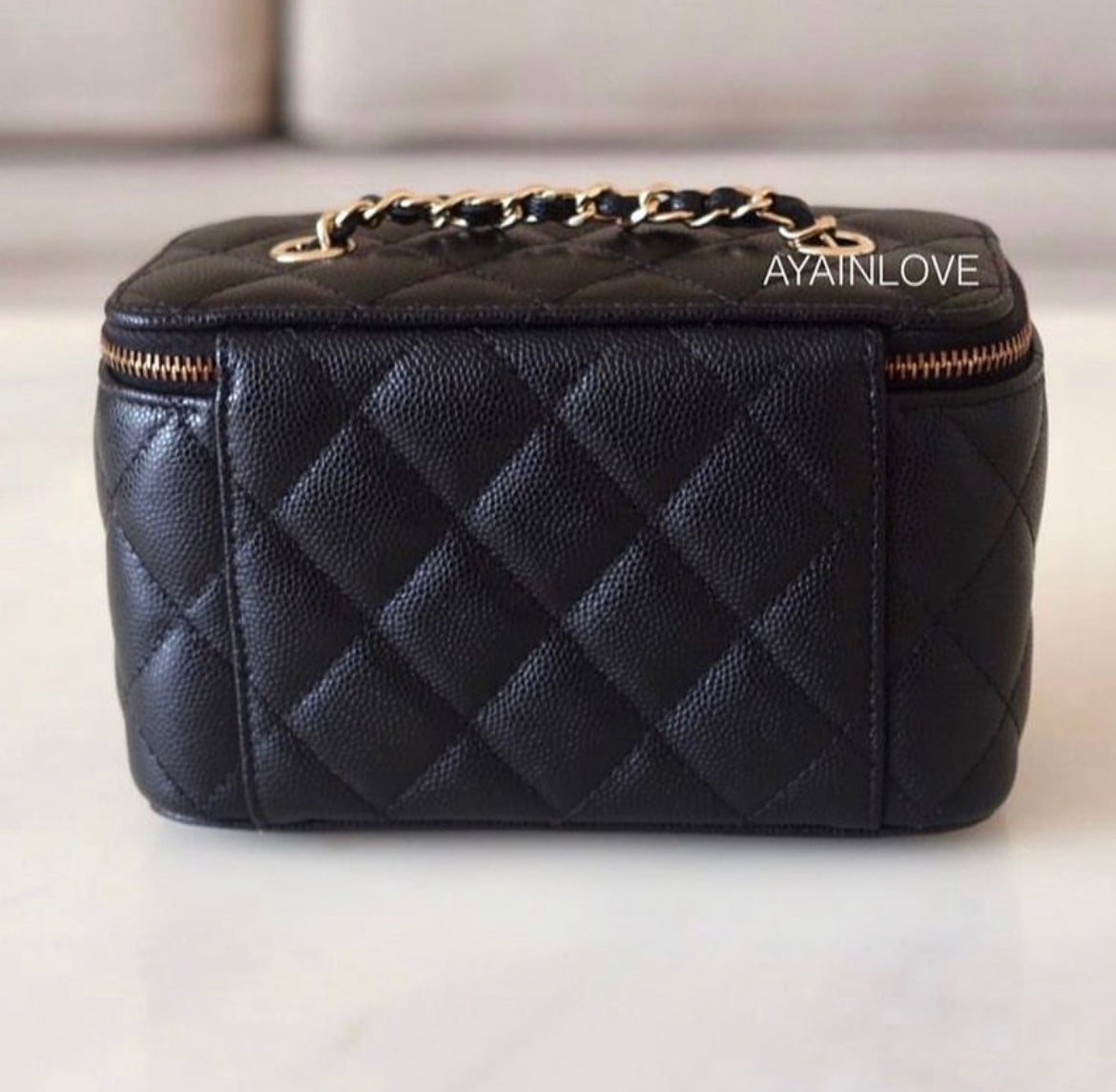 CHANEL Black Caviar Classic Rectangular Vanity On Chain Gold Hardware –  AYAINLOVE CURATED LUXURIES