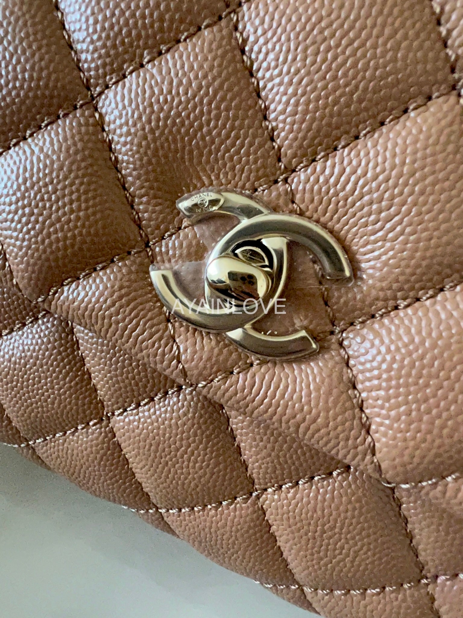Chanel Extra Mini Coco Handle Quilted Light Beige Pink Caviar Gold