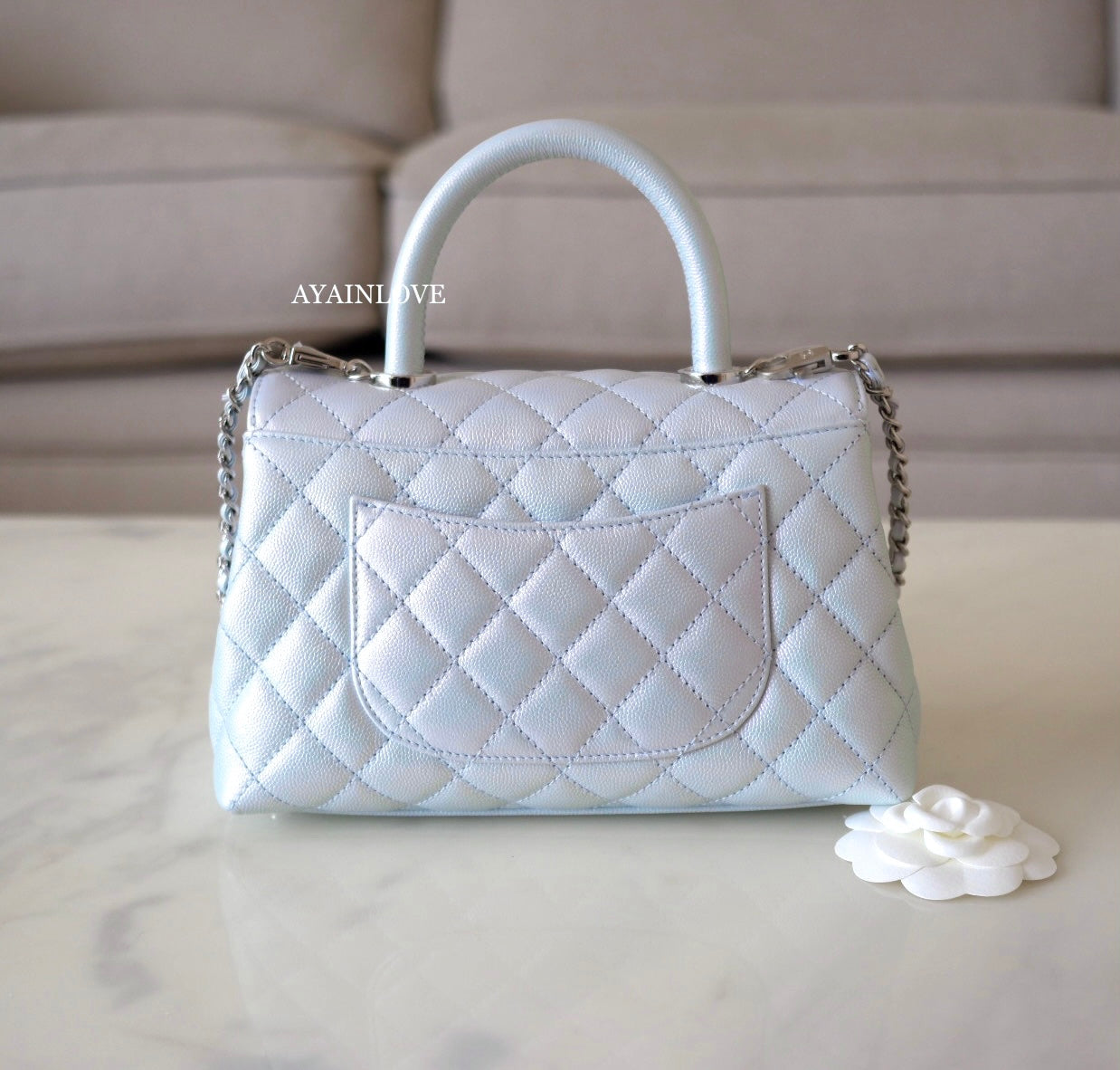 Chanel Blue Caviar Leather Coco Top Handle Small Bag Chanel