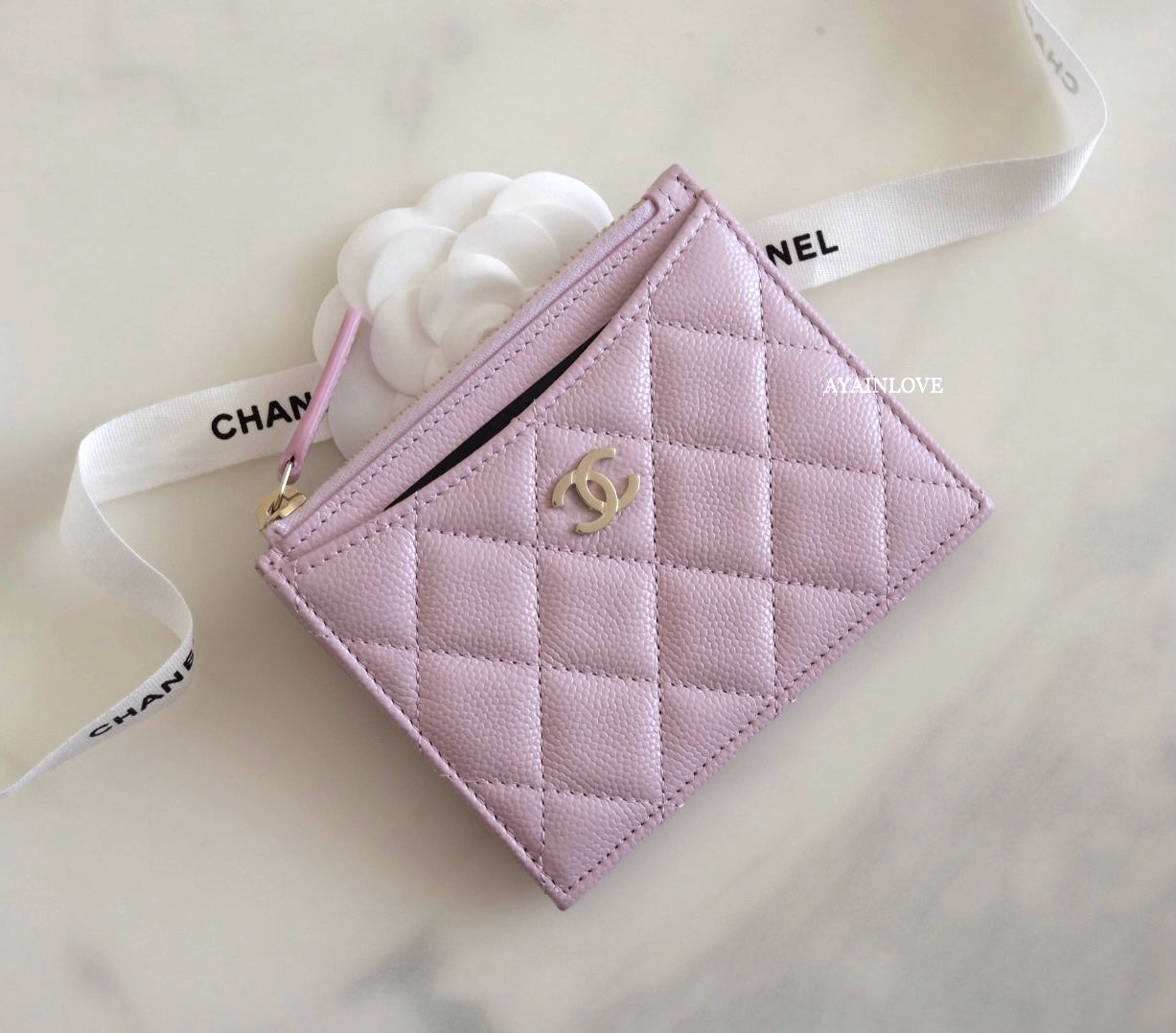 CHANEL 21S Rose Clair Lilac Pink Caviar Small Classic Flap Light Gold –  AYAINLOVE CURATED LUXURIES