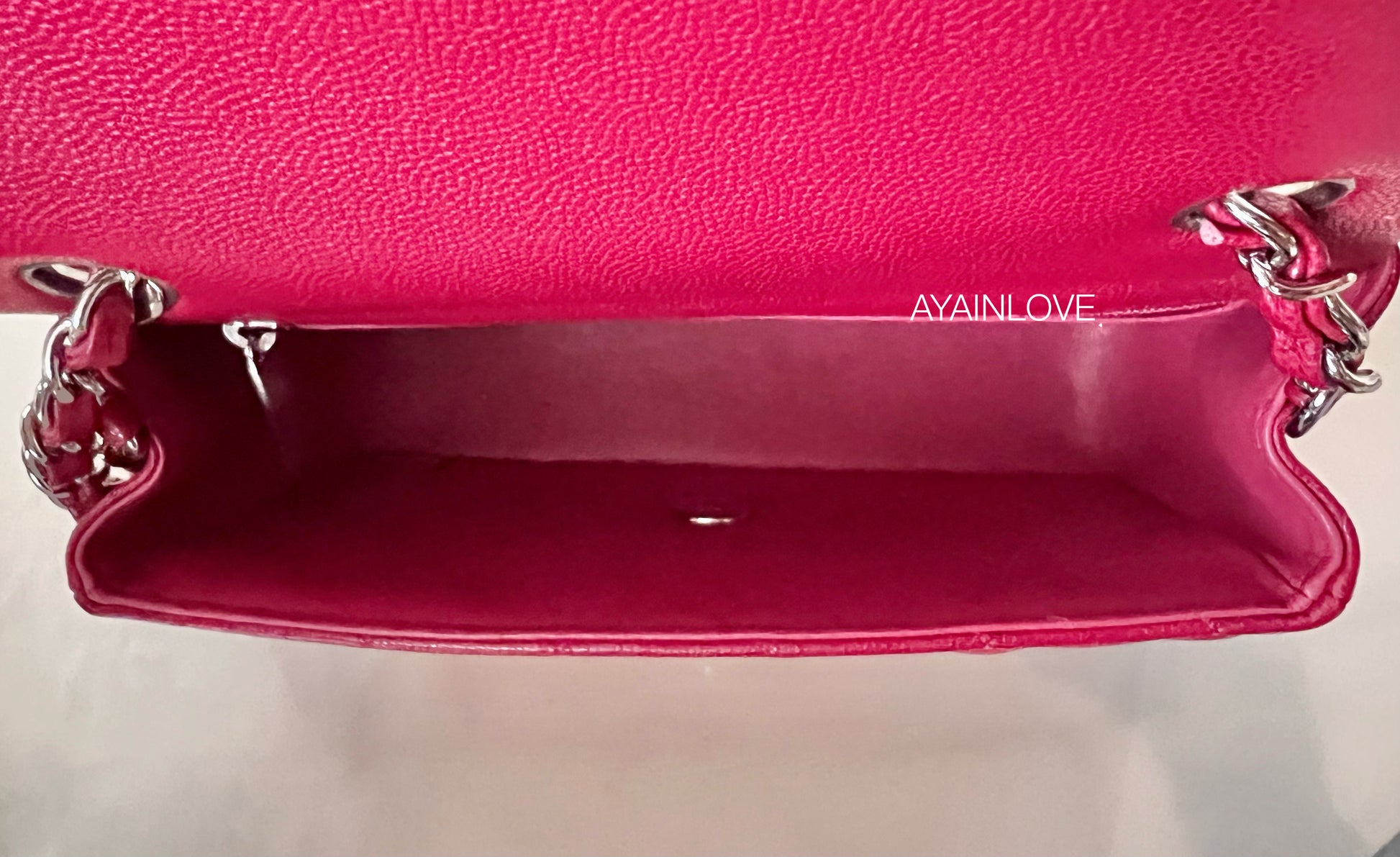 CHANEL 18B Dark Pink Caviar Rectangular Mini Bag Silver Hardware
