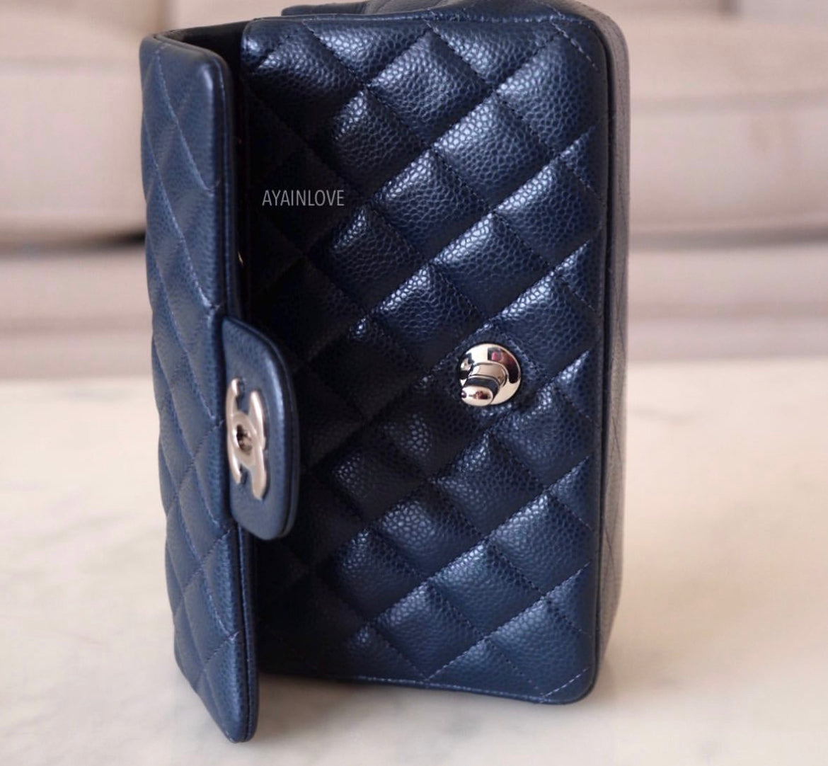 Chanel Mini Rectangle 21k Iridescent Blue Calfskin Leather, Silver  Hardware, New in Box