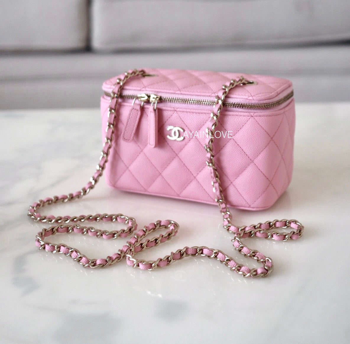 CHANEL 22C Pink Caviar Rectangular Vanity On Chain Gold Hardware hi –  AYAINLOVE CURATED LUXURIES