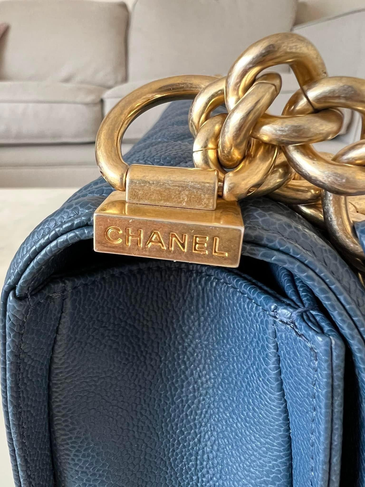 Chanel My Perfect Mini Flap Iridescent Blue Caviar Gold Hardware