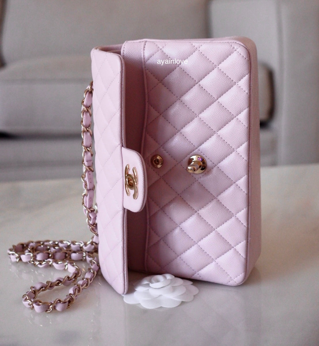 *NEW* Chanel 21S Classic Pearl Light Pink Small Wallet On Chain Crossbody  Bag