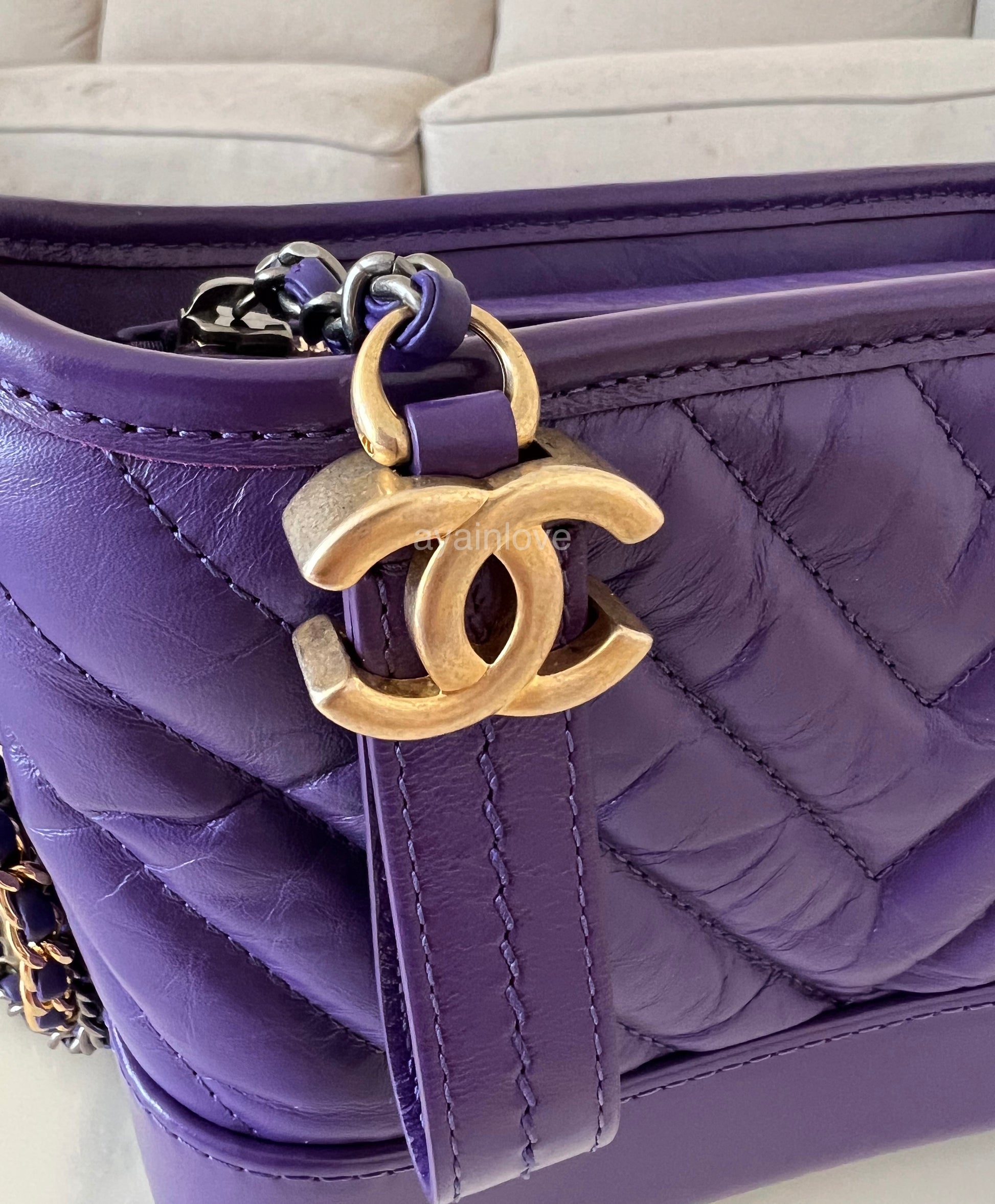 Chanel Gabrielle Hobo Shoulder Bag in Iridescent Purple with