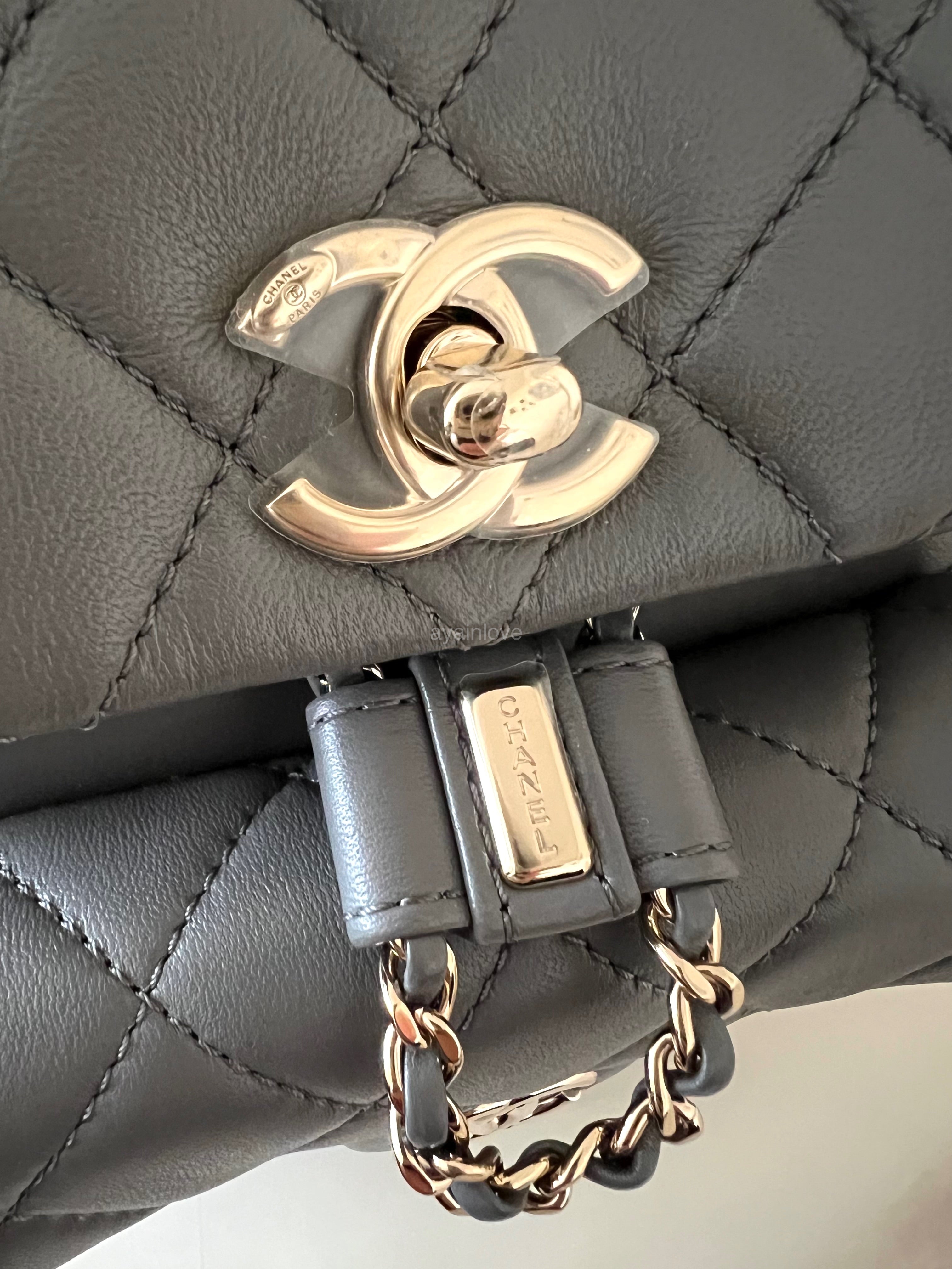 Chanel Drawstring Large Calf Grey | SACLÀB