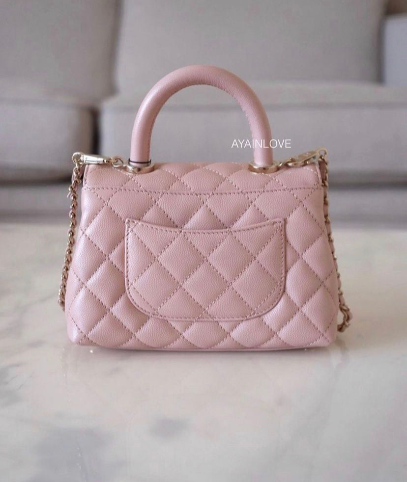 CHANEL Caviar Quilted Mini Coco Handle Flap Light Pink 1216109