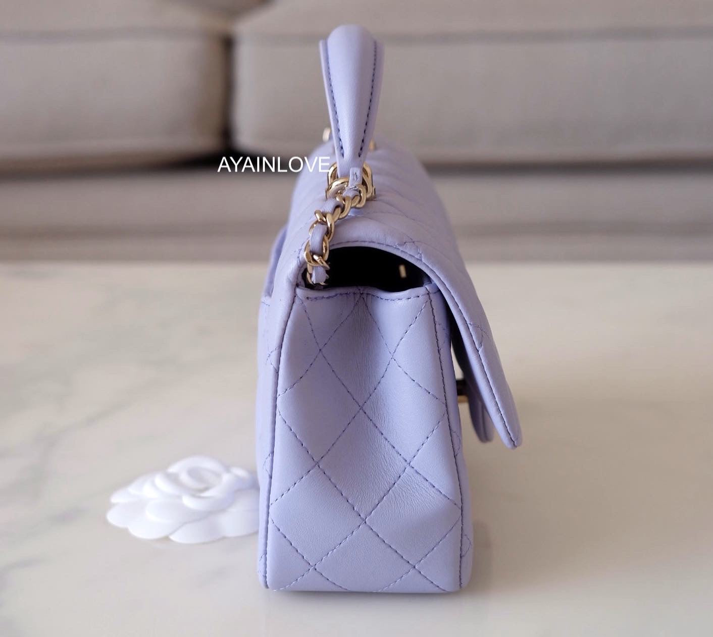 Chanel Lambskin Quilted Mini Rectangular Flap Light Blue