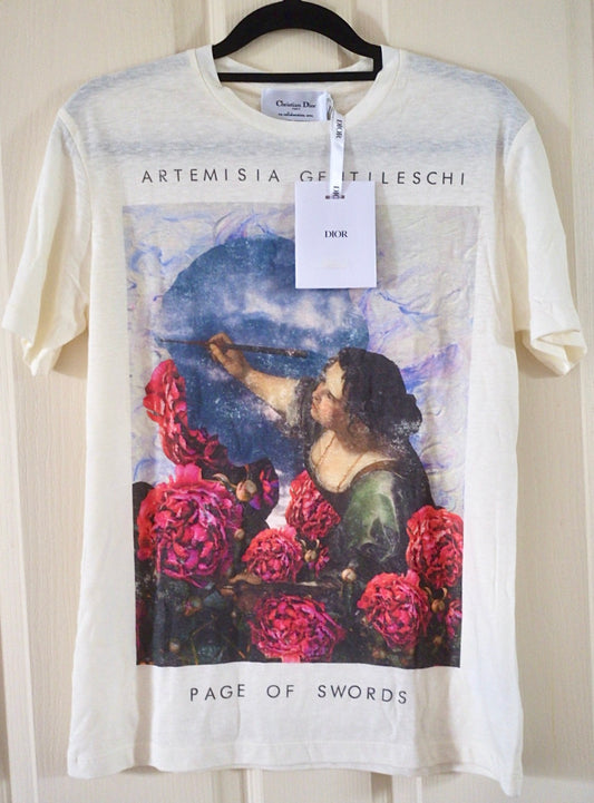 DIOR Ecru Cotton Jersey and Linen T-Shirt Artemisia Sarah Shipman Size XS