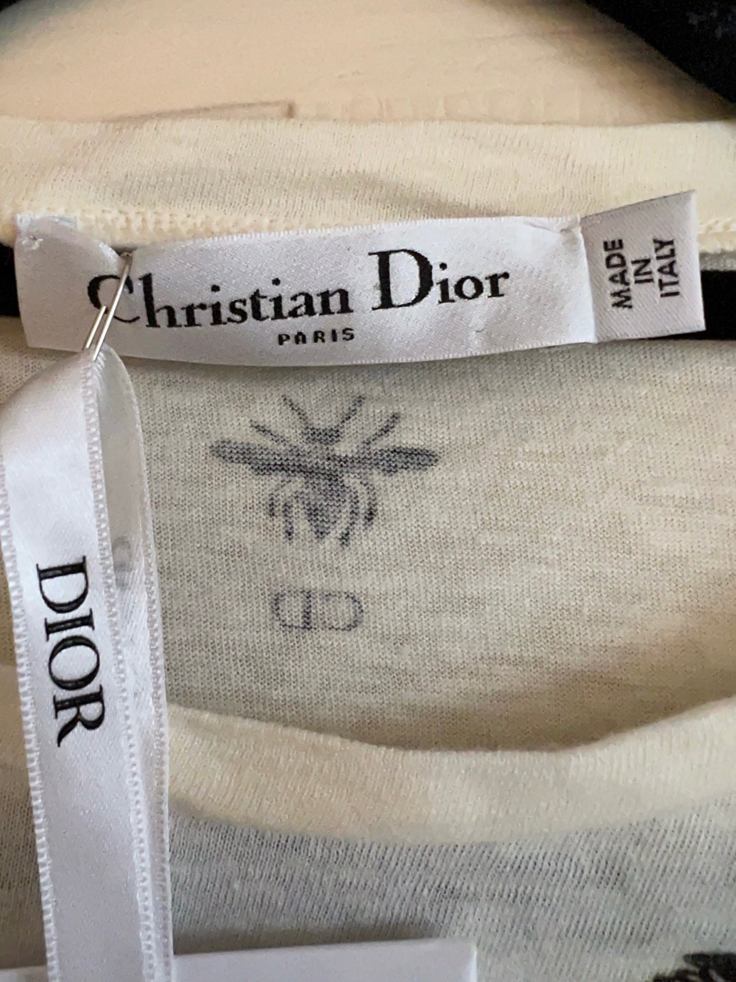 DIOR Ecru Cotton Jersey and Linen T Shirt Heart Journey Size S