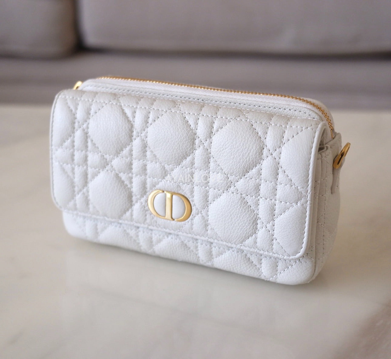 DIOR Caro Pouch Latte Supple Cannage Calf Skin Bag Gold Hardware –  AYAINLOVE CURATED LUXURIES